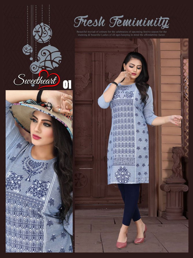 Aagya Sweetheart Designer Fancy Wear Printed Kurti Collection